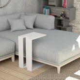Muju Modern C Shape Table Multipurpose H 57cm - White Side